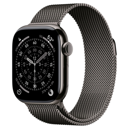Apple Watch 11 42mm Slate Titanium Case / Slate Milanese Loop