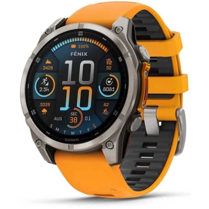 Garmin Fenix 8 AMOLED Sapphire 47mm Gray / Orange Silicone Band