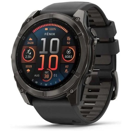 Garmin Fenix 8 AMOLED Sapphire 43mm Dark Grey / Black Silicone Band